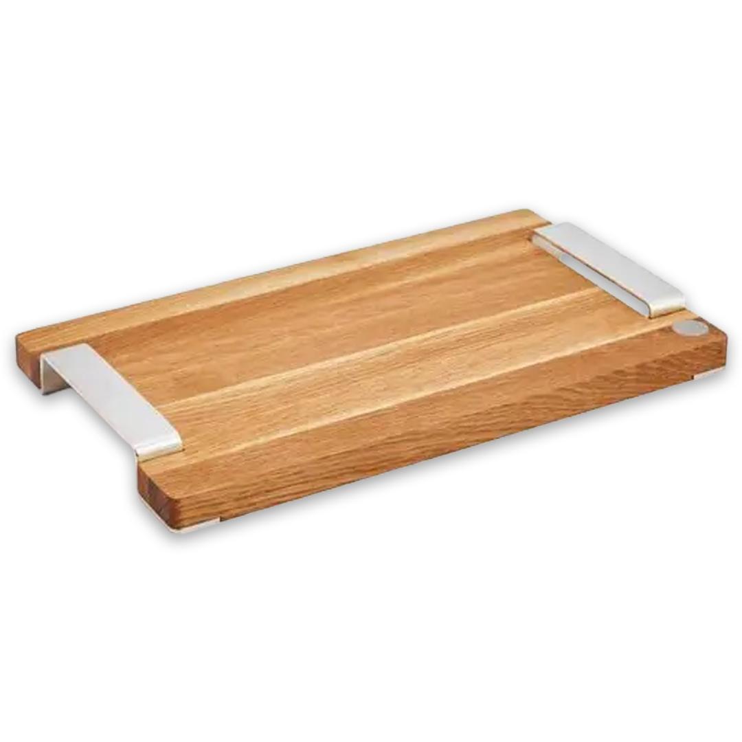 Royal Chef Oak Cutting Board With Silver-Plated Handles - Small