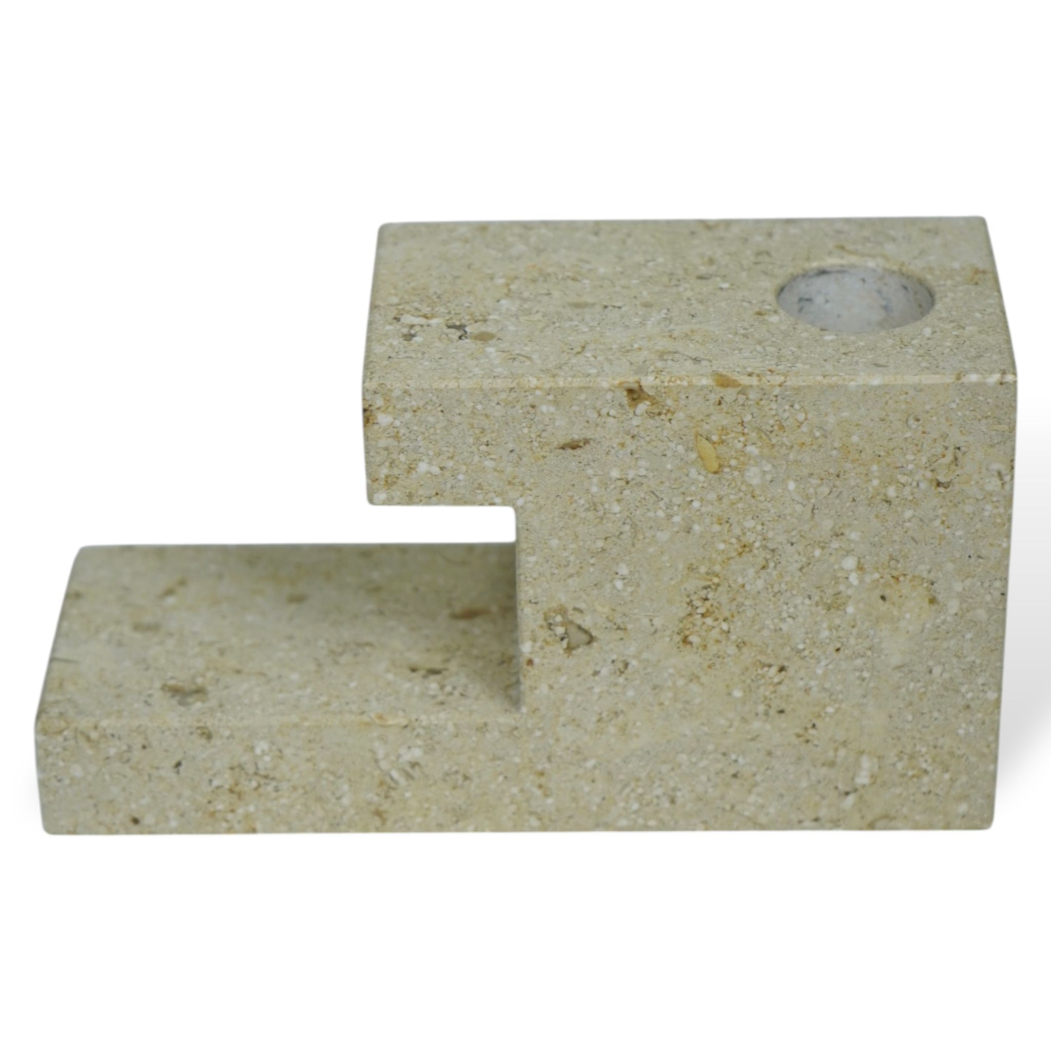 Brick Candle Holder, Low - Limestone