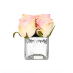 PINK ROSE BUDS SILVER CRACKLE SQUARE