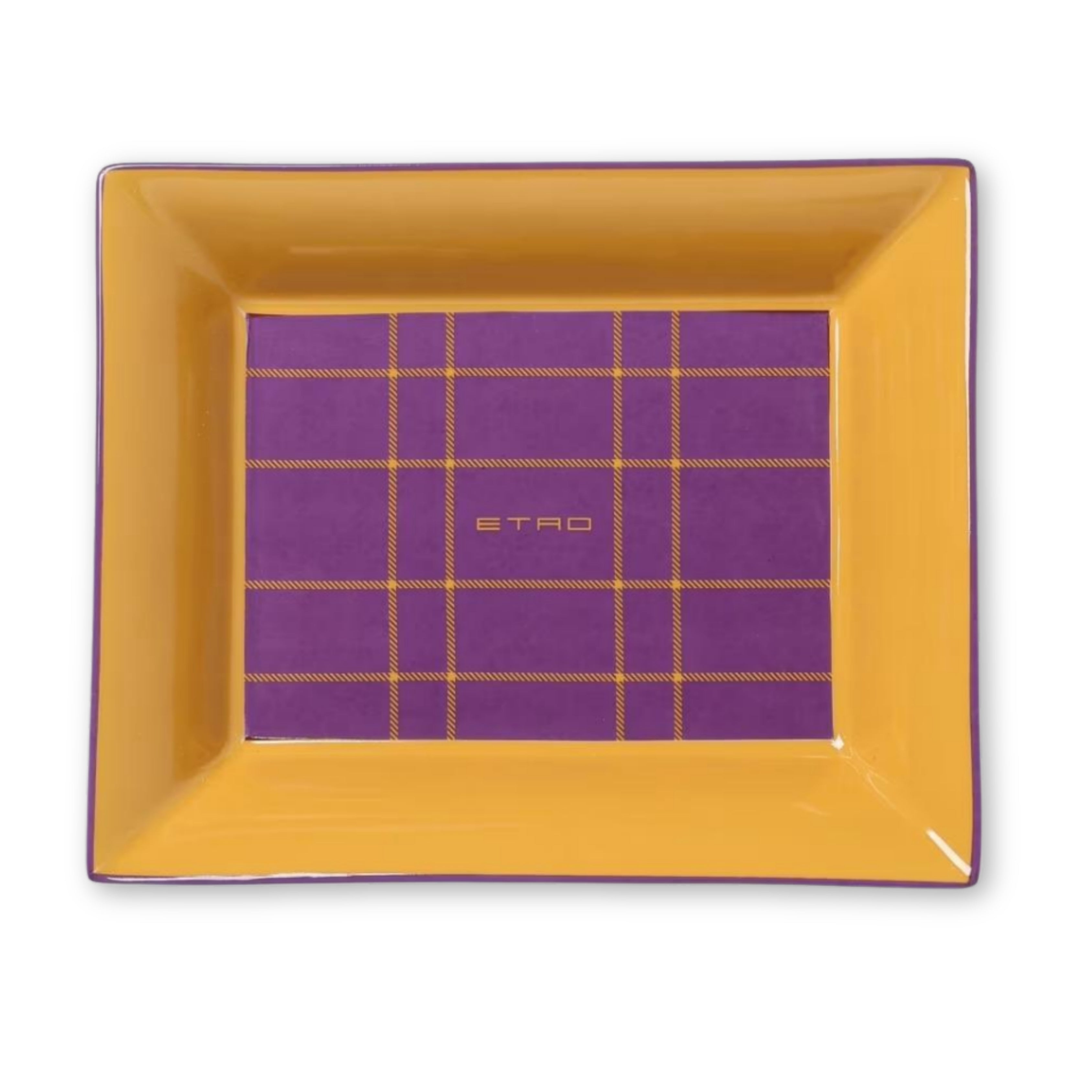 Rectangle Tartan Tray-Yellow - Etro
