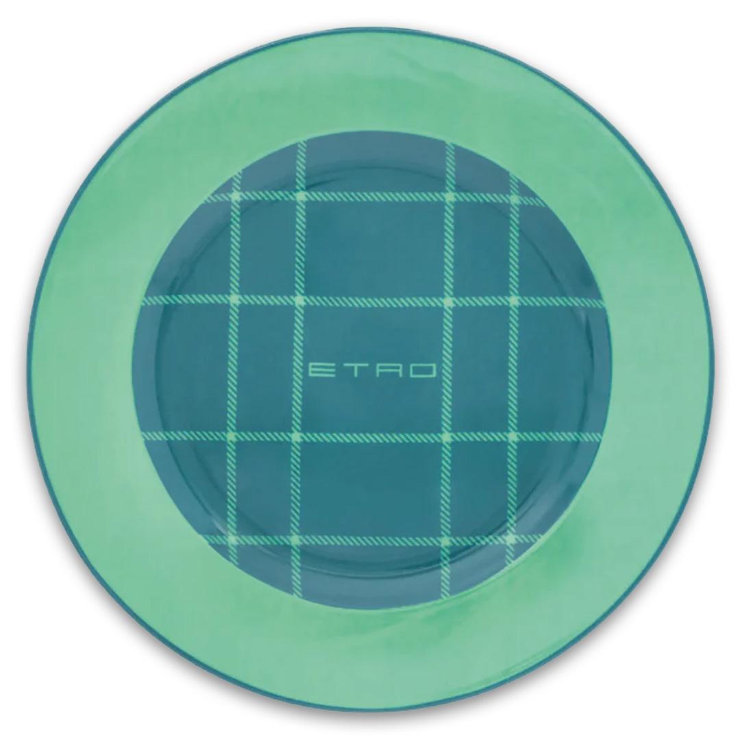 Tartan Round Decorative Plate 2 Pc Set-Green - Etro