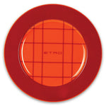 Tartan Round Decorative Plate 2 Pc Set-Red - Etro