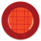 Tartan Round Decorative Plate 2 Pc Set-Red - Etro