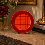 Tartan Round Decorative Plate 2 Pc Set-Red - Etro (view 2)