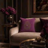 Crest Embroidered Cushion 2 Pc Set-Purple - Etro (view 2)