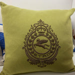 Crest Embroidered Cushion 2 Pc Set-Parrot Green - Etro
