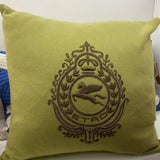 Crest Embroidered Cushion 2 Pc Set-Parrot Green - Etro