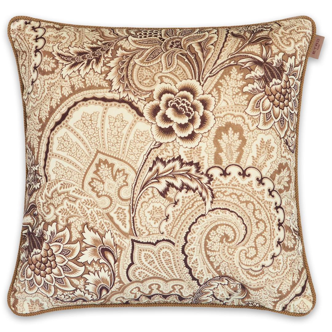Bloom Printed Cushion C/Embroidery +Cord 6-Brown