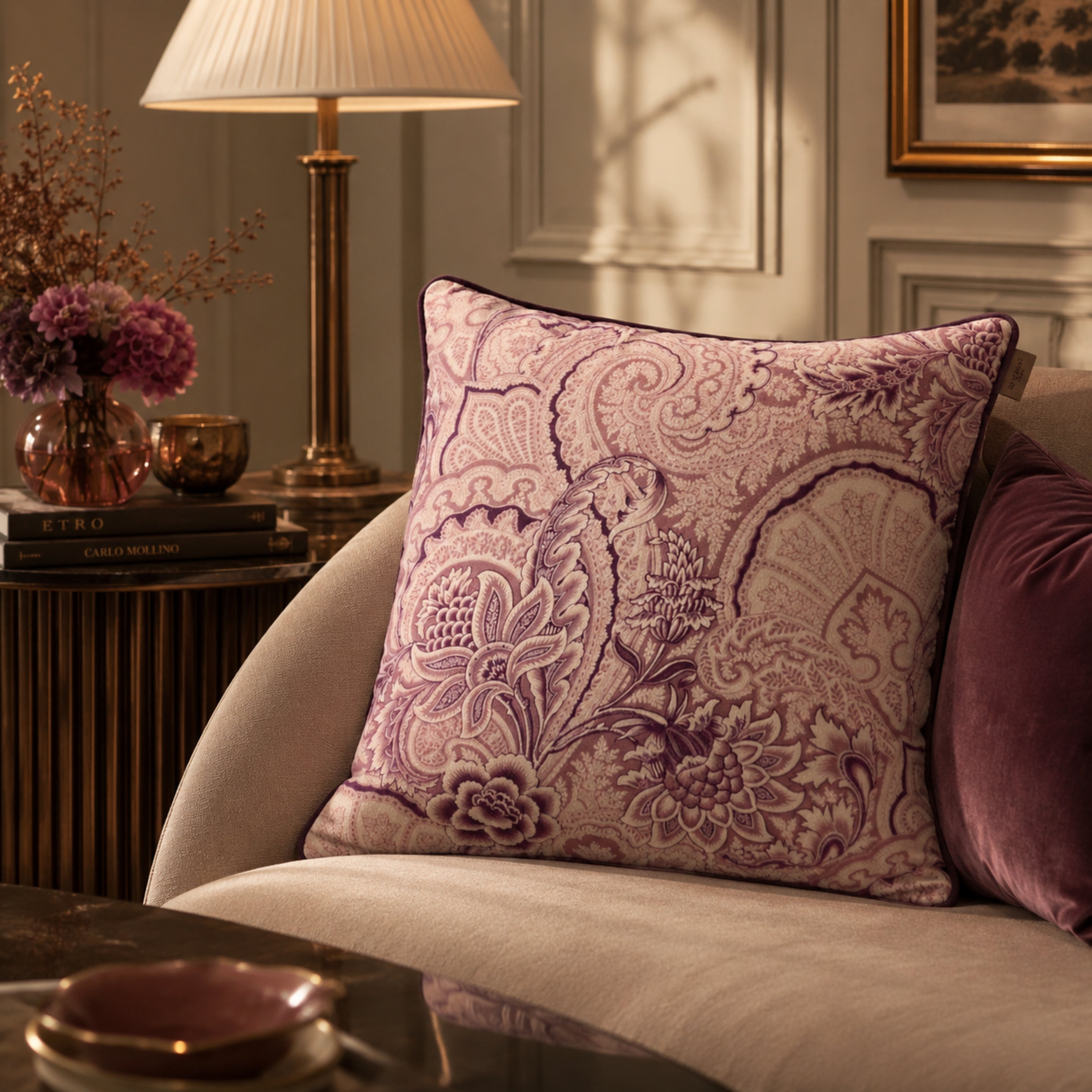Bloom Printed Cushion C/Embroidery +Cord 6-Purple - Etro (view 2)