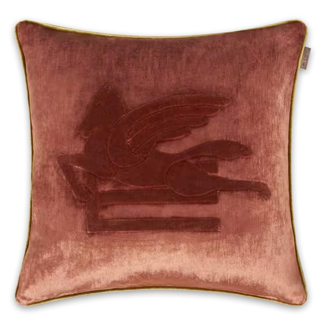 New Pegaso Emroidered Cushion W/Cord-Burnt