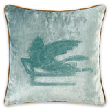 New Pegaso Emroidered Cushion W/Cord-Light Blue
