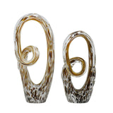 SET OF 2 ASS.DECORATIVE GLASS SCUPTURE