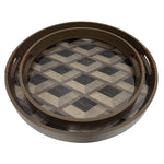 SET OF 2 ROUND TRAY 'PARQUET