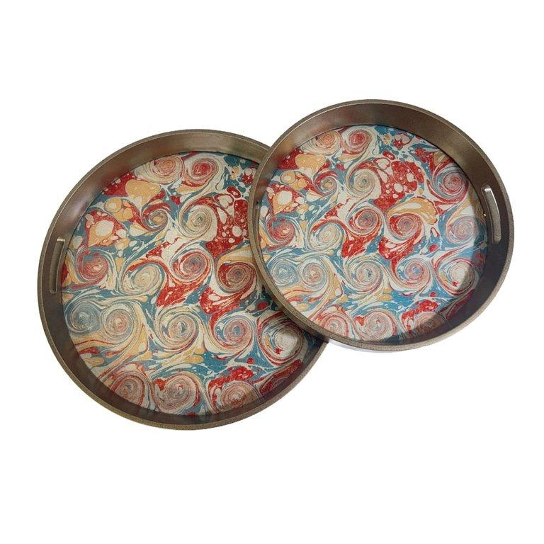 SET OF 2 ROUND TRAY 'BLOOD VESSELS'
