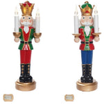 SET OF 2  RESIN NUTCRAKER SOLDIERS HOLDING LED CANDLE