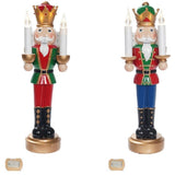 SET OF 2  RESIN NUTCRAKER SOLDIERS HOLDING LED CANDLE