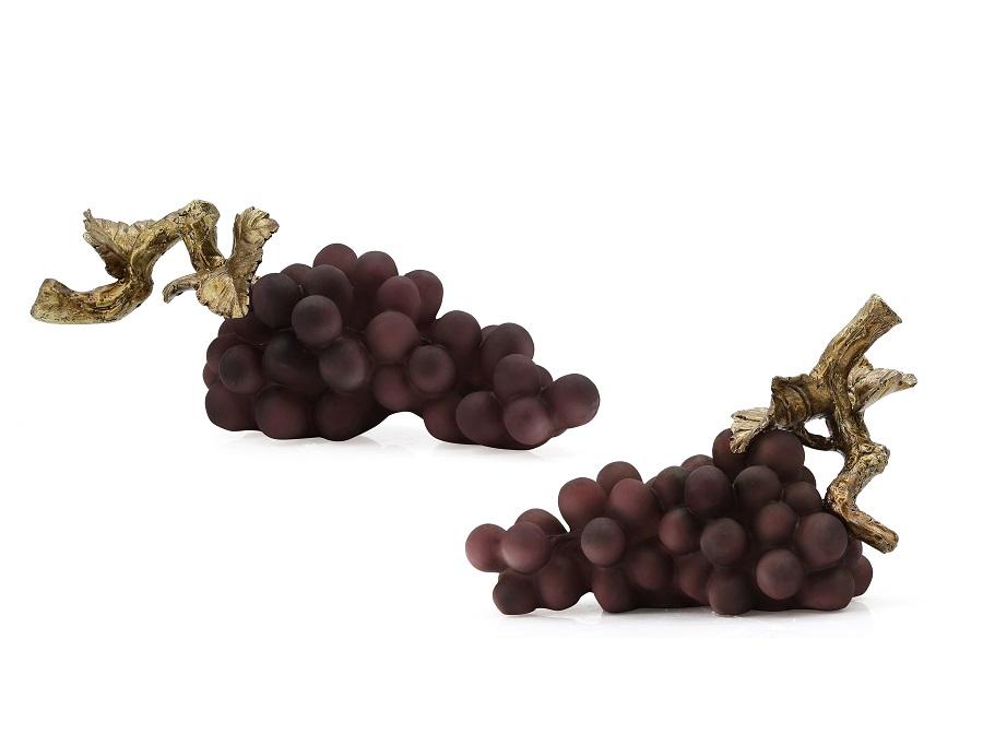 SET OF 2 ASS.DECO.OBJECT GRAPES PURPLE RESIN