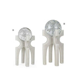 SET OF 2 ASS.GLASS BALLS RESIN MARBLE LOOK SUPPORTD
