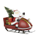 RESIN SANTA CLAUS ON RED SLEIGH WI/LED
