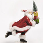 RESIN SKIING SANTA CLAUS HOLDING GIFT BOXES