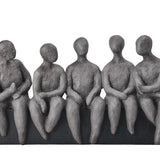 ASS.GREY RESIN SITTING PEOPLE ON BASE