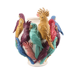 WHITE RESIN VASE WITH MULTI COLOUR PARROT