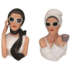 SET OF 2  ASS.RESIN LADY'S FACE 'GARBO'