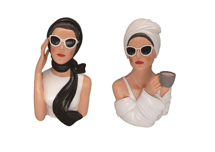 SET OF 2  ASS.RESIN LADY'S FACE 'GARBO'