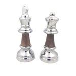 SET OF 2  CHESS PLAYERS NICKEL/WOOD 'KING/QUEEN'