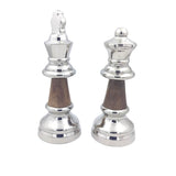 SET OF 2  CHESS PLAYERS NICKEL/WOOD 'KING/QUEEN'