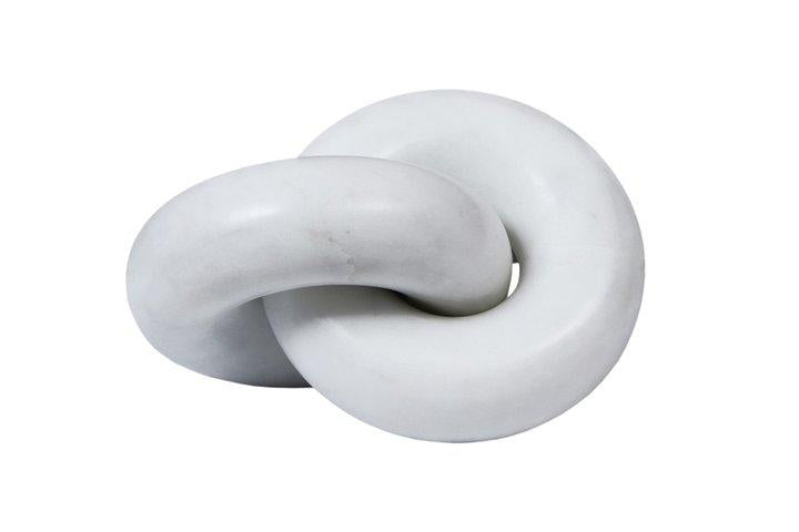 SET OF 2 WHITE MARBLE 2 INTERLACED RINGS