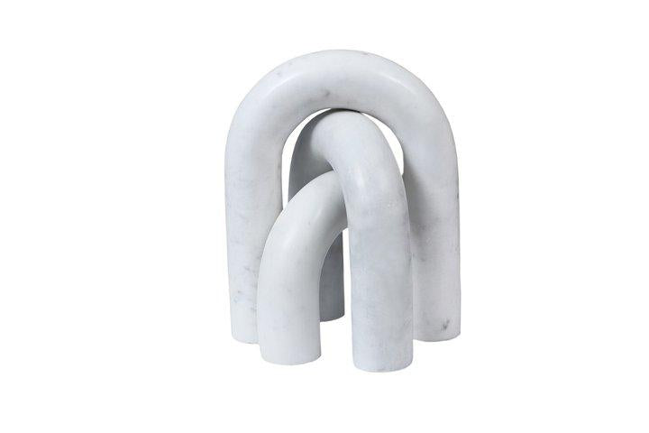 SET OF 3 WHITE MARBLE MINIMALIST ARC