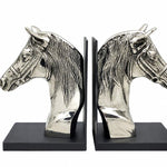 BOOKENDS 'HORSE HEAD' NICKEL/BLACK MATT