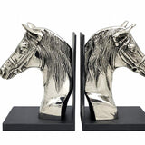 BOOKENDS 'HORSE HEAD' NICKEL/BLACK MATT