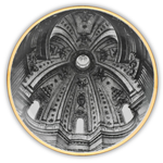 Plate Cupola S.Ivo Sapienza (Roma) Gold/Black/White - Fornasetti