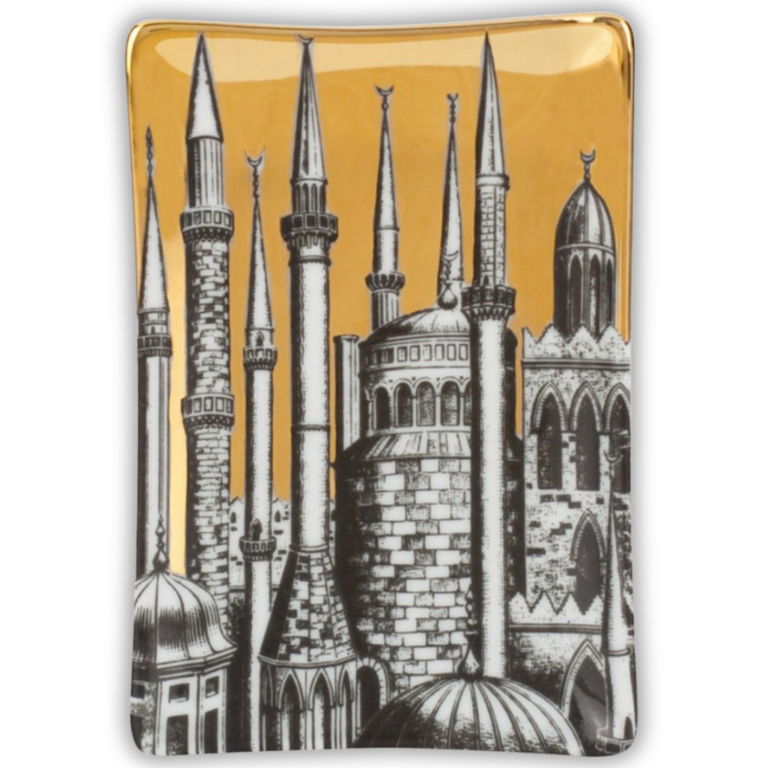 Rectangular Ashtray Minareti Gold/Black/White - Fornasetti