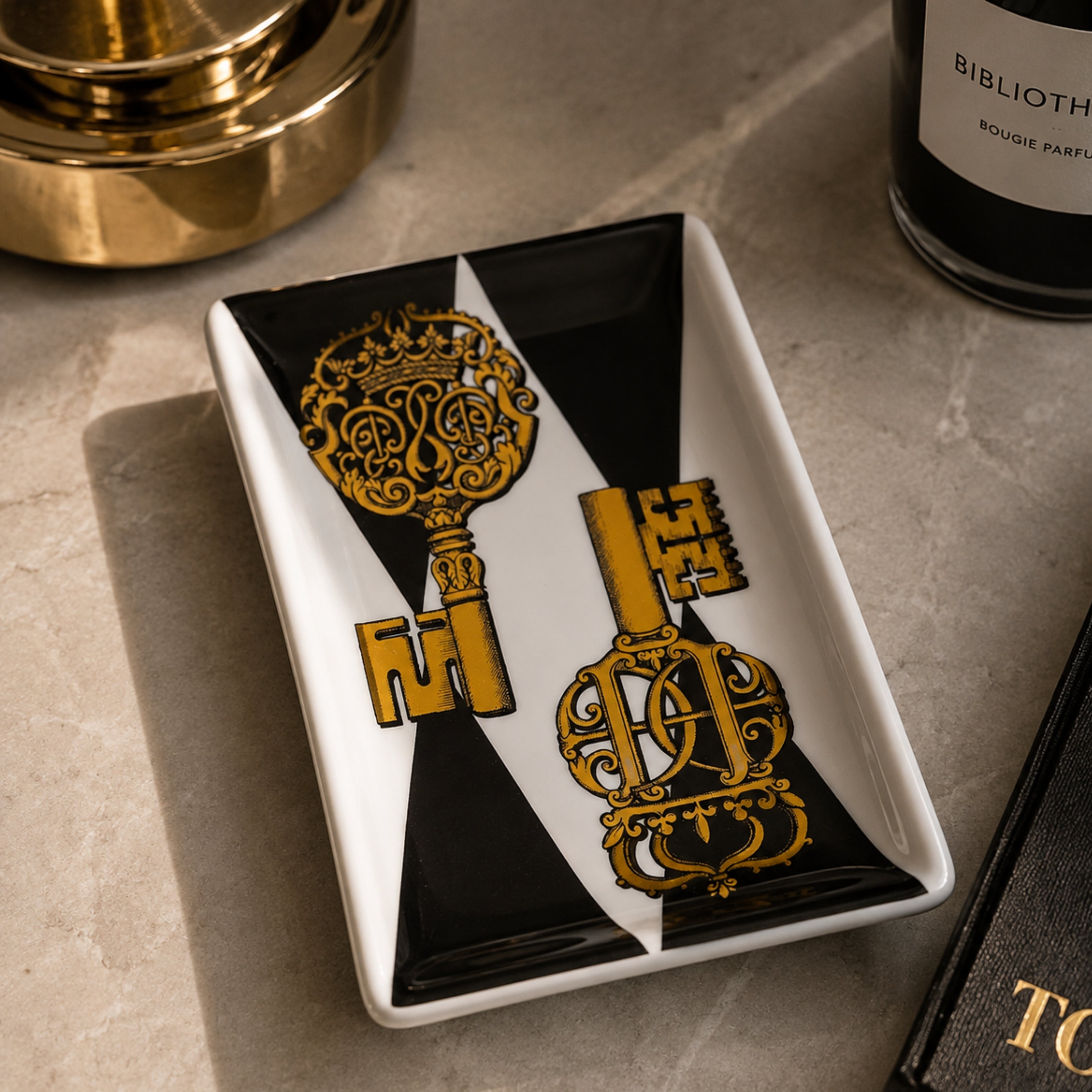 Rectangular Ashtray Chiavi Gold And Rombi - Fornasetti (view 2)