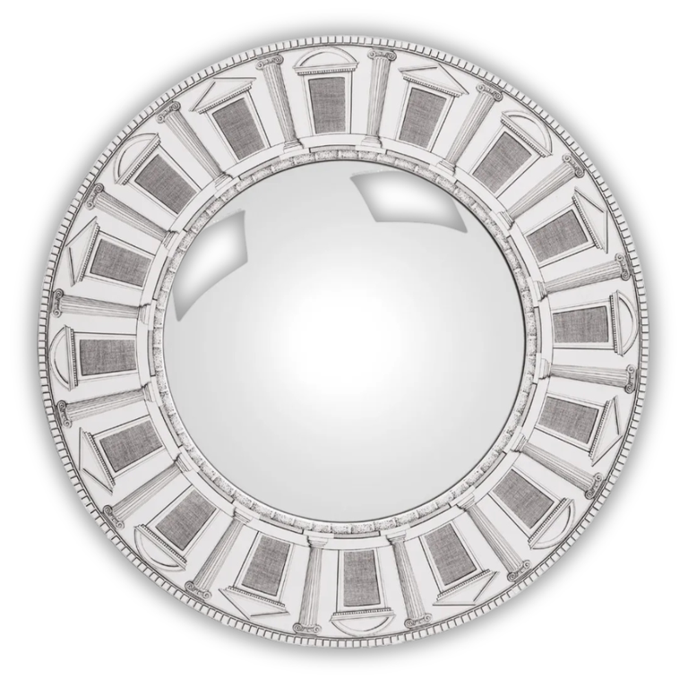 Frame With Convex Mirror Architettura Diam.50 Cm Black/White - Fornasetti