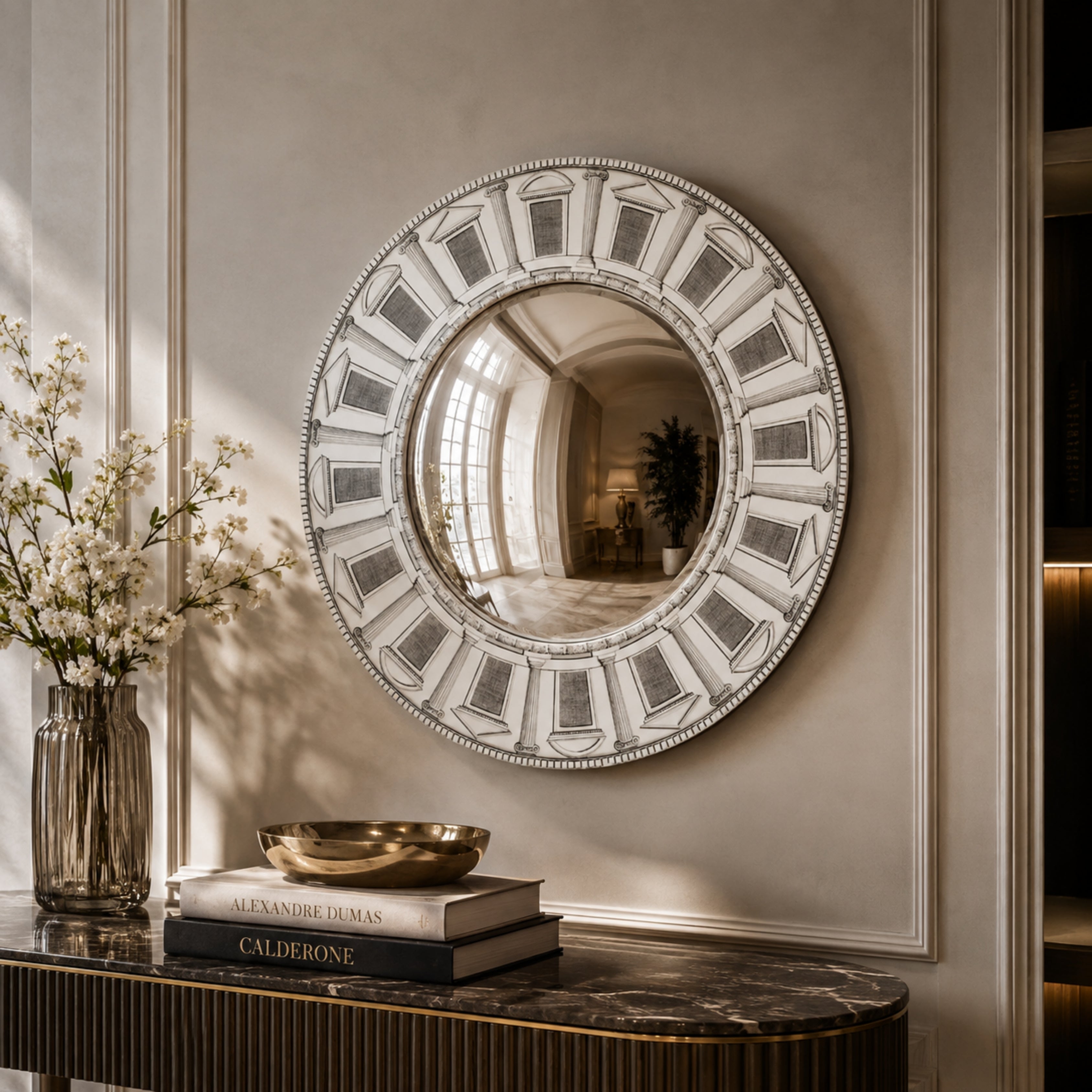 Frame With Convex Mirror Architettura Diam.50 Cm Black/White - Fornasetti (view 2)