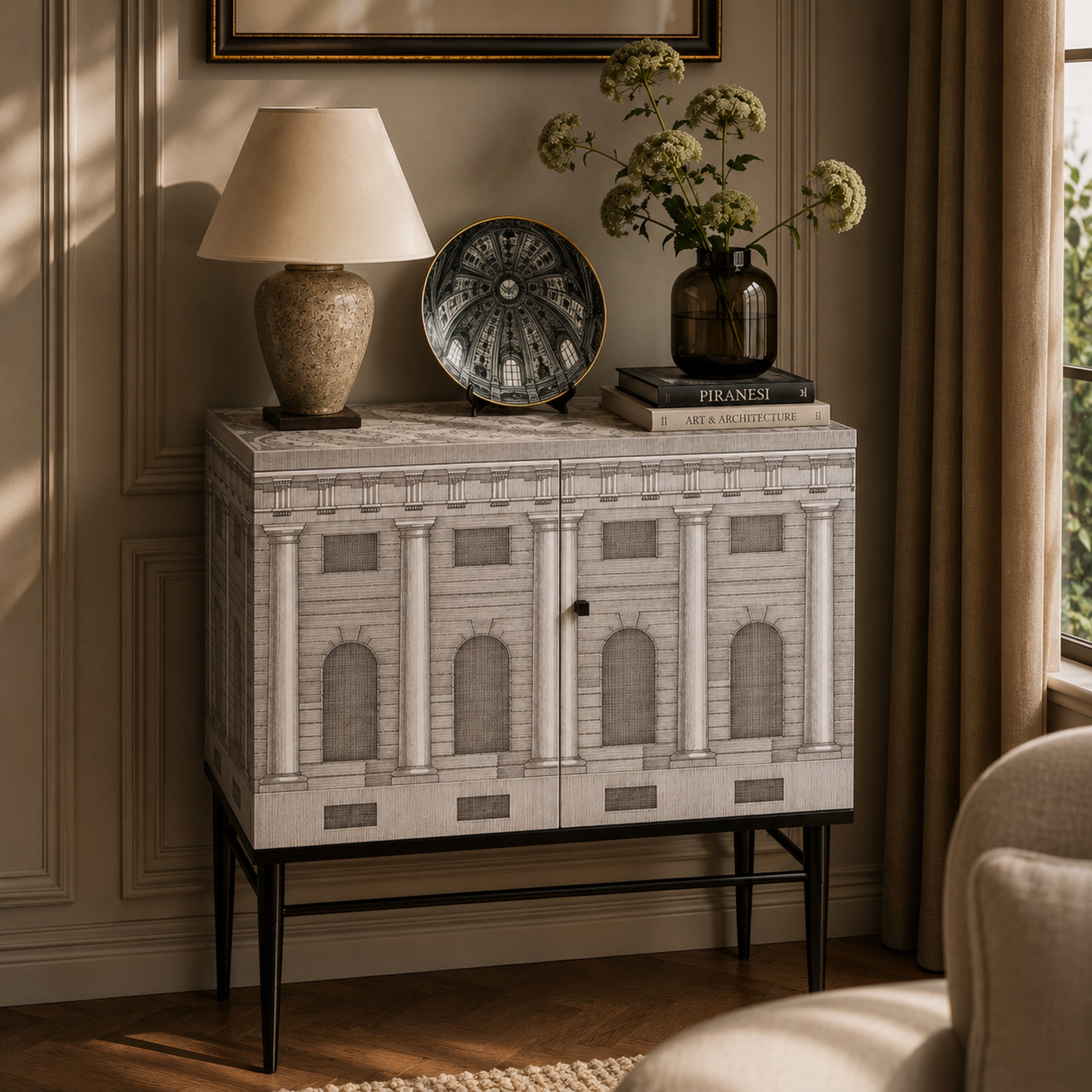 Raised Small Sideboard Architettura Black/White - Fornasetti (view 2)