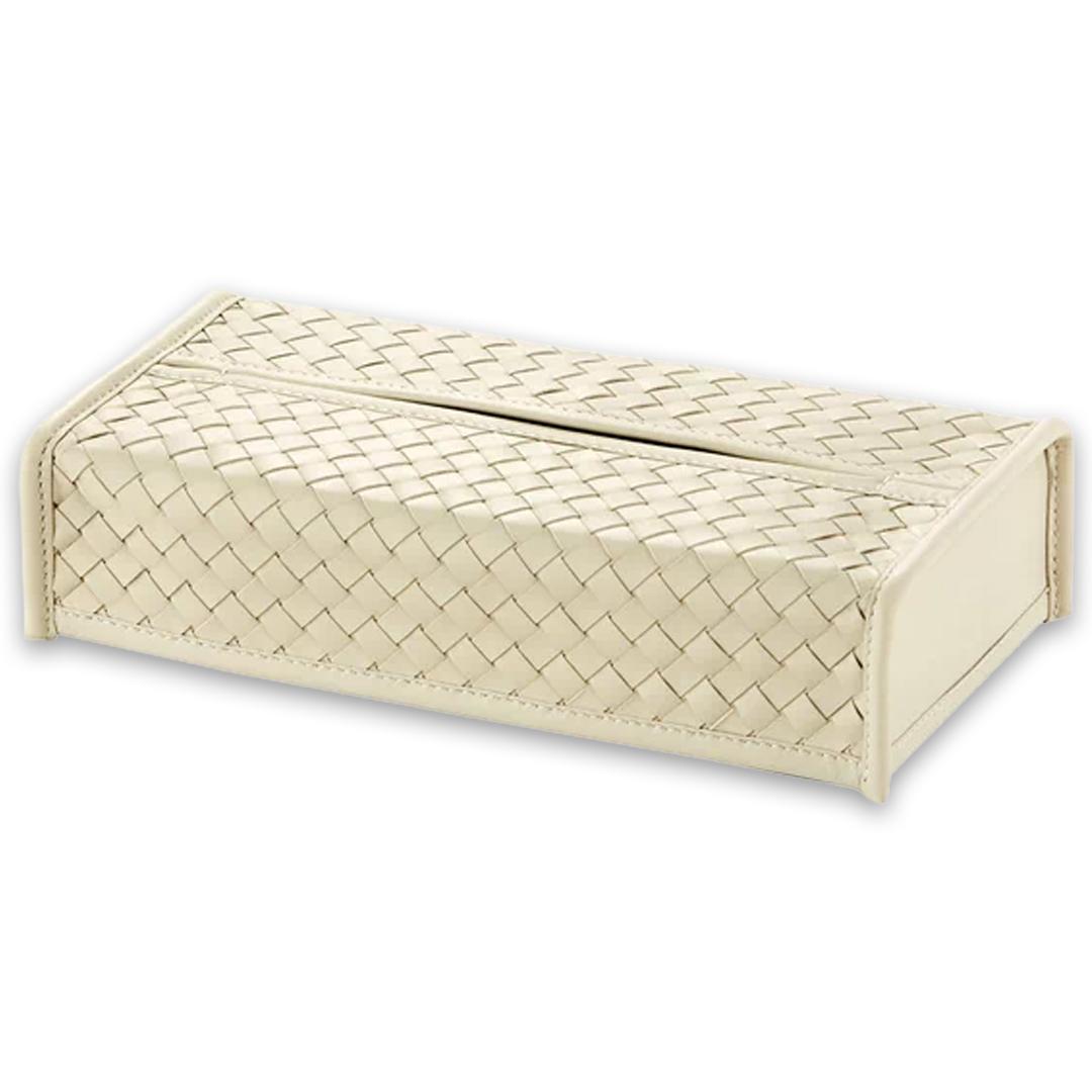 Rivere - Elba Handwoven Rectangular Tissue Holder Riviere: Ivory
