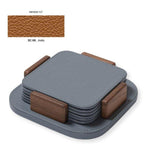 6 X COASTERS / COASTER HOLDER WITH 6 COASTERS