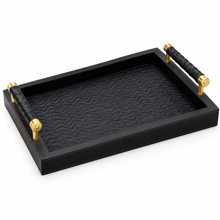Frida Tray Black with Golden Handel