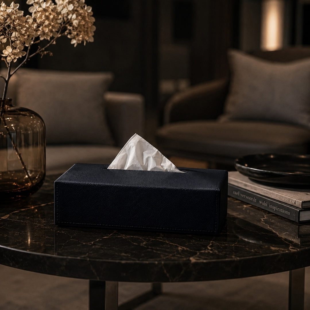 Ready Tissue Holder With Bottom Leather Flaps Rectangular - GioBagnara (view 2)