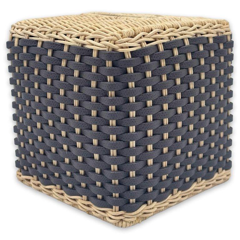 Pfb106 G67St00 Antibes Leather & Rattan Tissue Holder Square