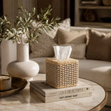 Pfb106 G83St00 Antibes Leather & Rattan Tissue Holder Square - GioBagnara (view 2)