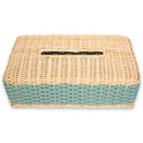 Pfb105 G46St00 Antibes Leather & Rattan Tissue Holder Rectangular - GioBagnara