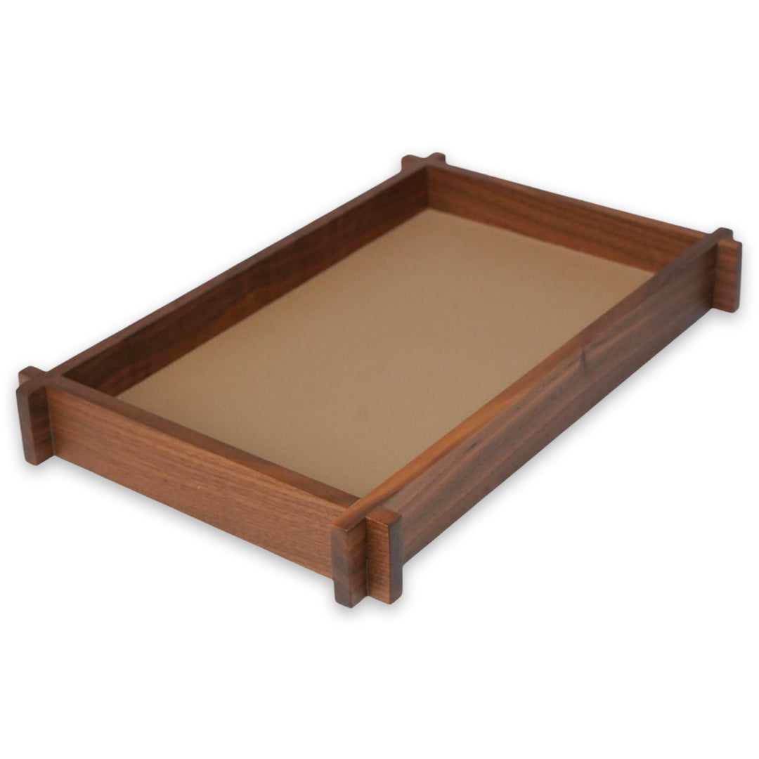 Hv252 00St00 Structura Leather & Wood Long Rectangular Valet Tray Medium - GioBagnara