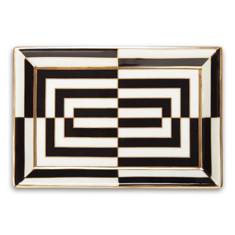 Op Art Rectangle Tray - Black/White
