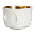 Muse Votive Holder - White/Gold Interior